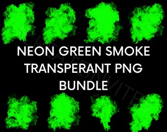 Neon Green Smoke Cloud Overlays: PNG Bundle (Digital Download)