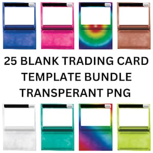 Blank Trading card template transparent background png file set of 25
