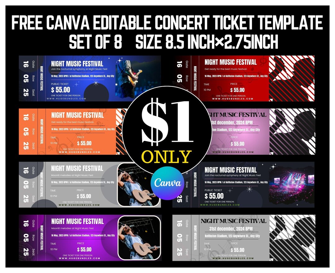 Canva Ticket Template Custom Concert Ticket Gift Surprise Printable Canva Ticket Template Custom Concert Ticket Gift Surprise Printable