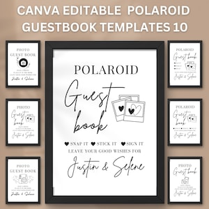 Polaroid Guest Book Sign Photo Guestbook Sign Printable Canva Editable Guestbook Sign Template in 5x7 and 8x10