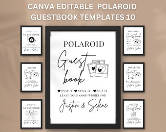Polaroid Guest Book Sign Template: Editable Photo Guestbook (5x7 & 8x10) (Canva)
