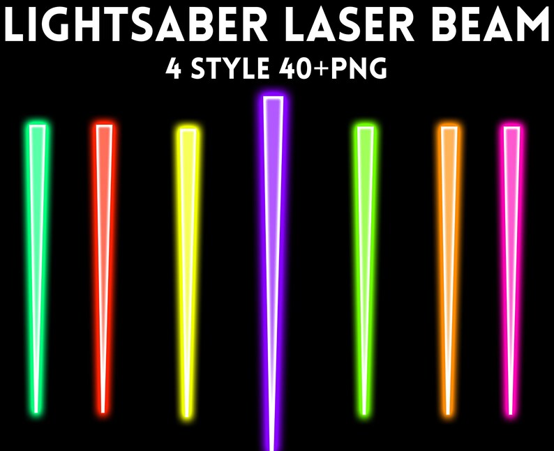 Lightsaber Laser Beam Overlays PNG in 4 Different Style 40 Plus