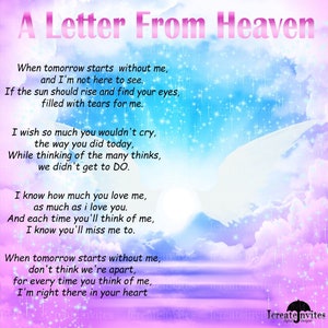 Una carta del cielo poema conmemorativo en memoria amorosa Poema de dolor