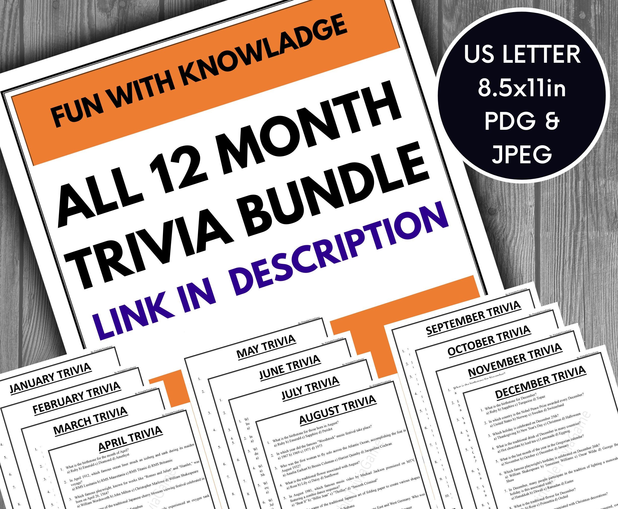 November Trivia Game Bundle With Answer Sheet for Party Fun Activities ...