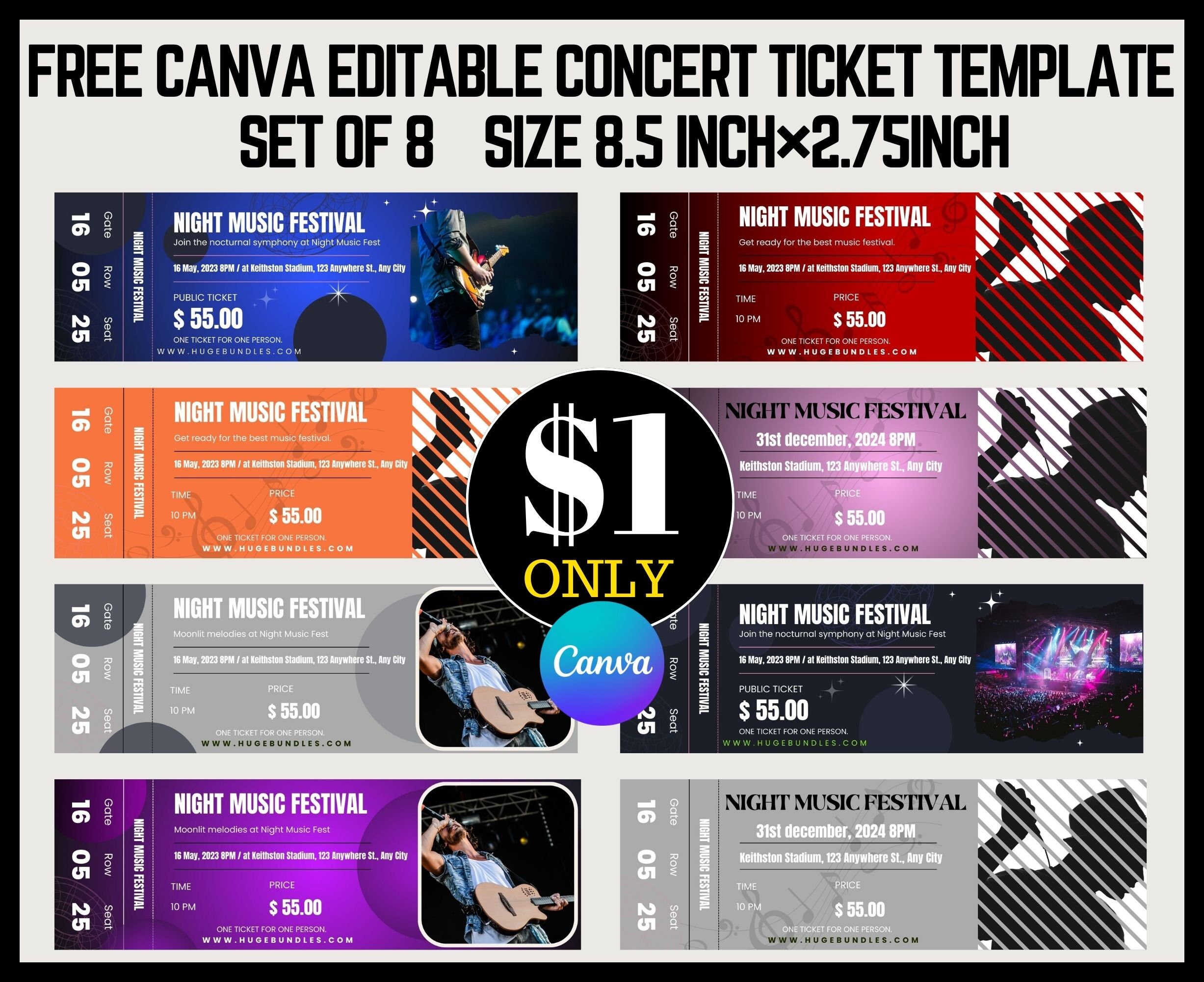 Canva Ticket Template Custom Concert Ticket Gift Surprise Printable Canva Ticket Template Custom Concert Ticket Gift Surprise Printable