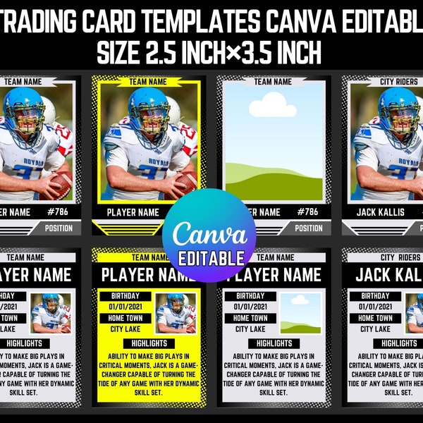 Canva Editable Trading Card Template, Personalized DIY Sport Card, Printable School Team Gifts