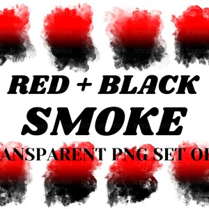 Smoke cloud dual color Red + black png  photo editing overlay with transparent background