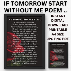Si mañana empieza sin mí Poema En memoria amorosa Poema de duelo