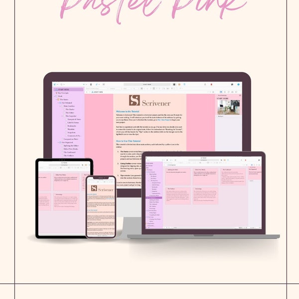 Scrivener Theme Pastel Pink for Writers (For Mac)