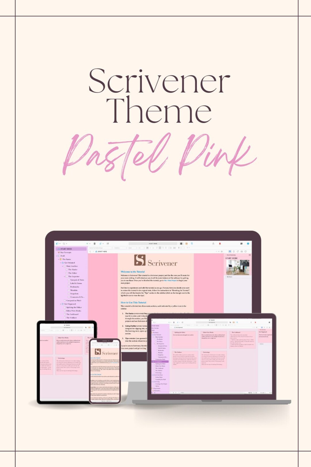 Scrivener Theme Pastel Pink for Writers for Mac Etsy