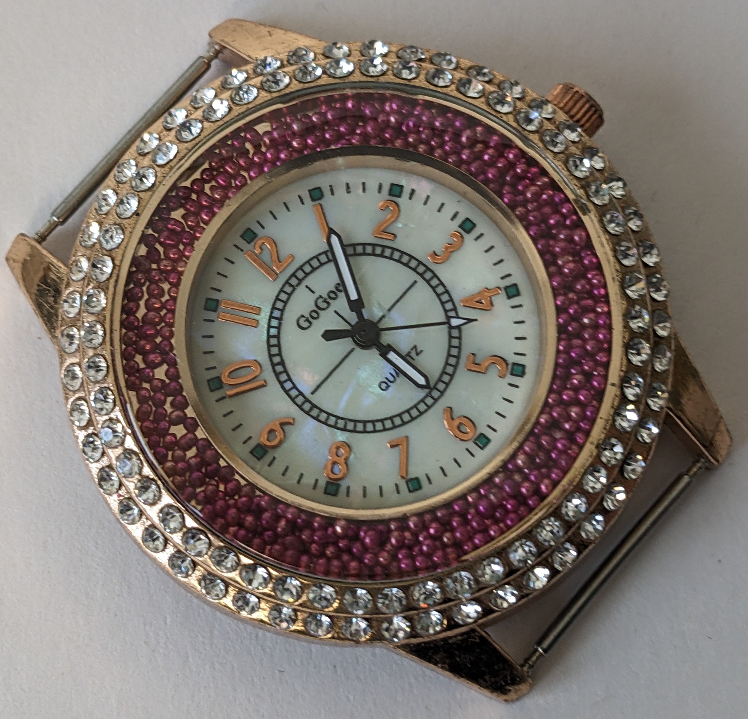 Vintage GoGoey quartz horloge met diamanten bezel werkend Etsy Nederland