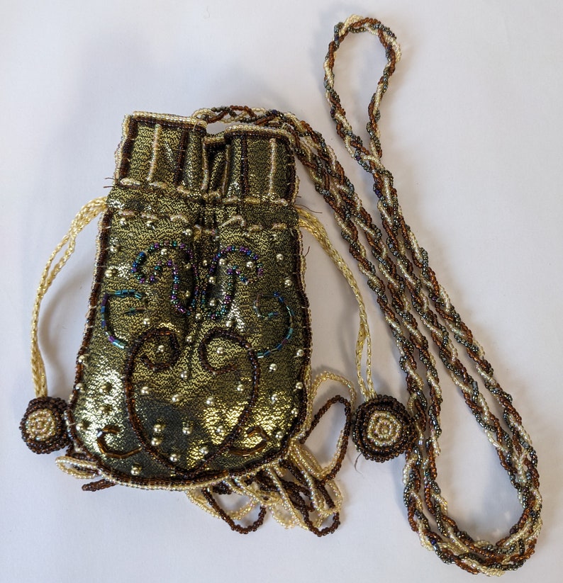 Traditional Kutch Mashru Silk Leather Drawstring Coin Potli 01