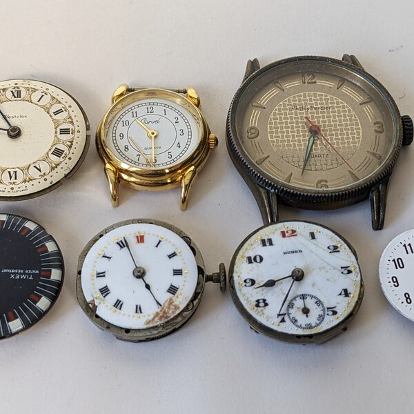 Lot de 7 mouvements de montres anciennes et vintage pour réparation de pièces de rechange NV01