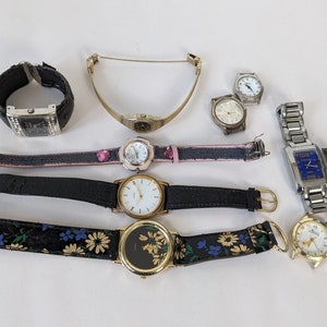 Job Lot of 10 Vintage Watches Not Working Movements For Spares Repairs FB32