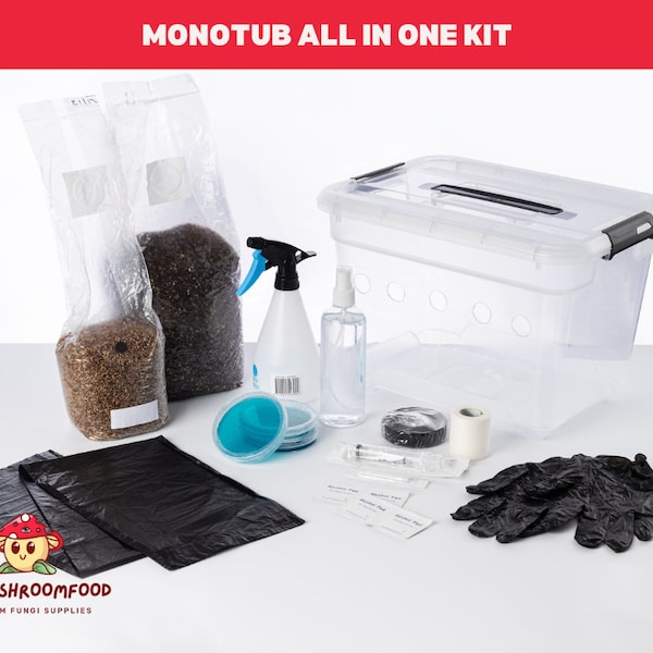 Monotub | DIY mystical Mushroom Full Grow Kit | Grain, Substrate & Accessories | Beginner Friendly (100g  dried fruits)