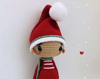 Crochet pattern to knit Christmas amigurumi doll. Handmade gift. Crochet Christmas Doll cherrycrochett PDF
