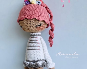 Crochet pattern Amanda Doll by Cherrycrochett. Amigurumi pattern DIY, handmade (PDF Tutorial). The best toy to gift.