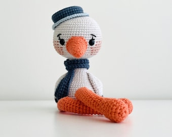 Crochet pattern amigurumi Alex, the stork by Cherrycrochett. Toy stuffed for baby and kids. The best gift for babyshower. PDF