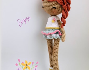 Crochet Pattern Doll Emma Amigurumi. Patrón Muñeca Crochet Amigurumi. Toy Knitting. PDFPDF