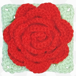 Ultimate 3D Crochet Rose Square, Granny Square Pattern, DIY Floral Afghan Block, Textured Rose Design, Easy Crochet Project