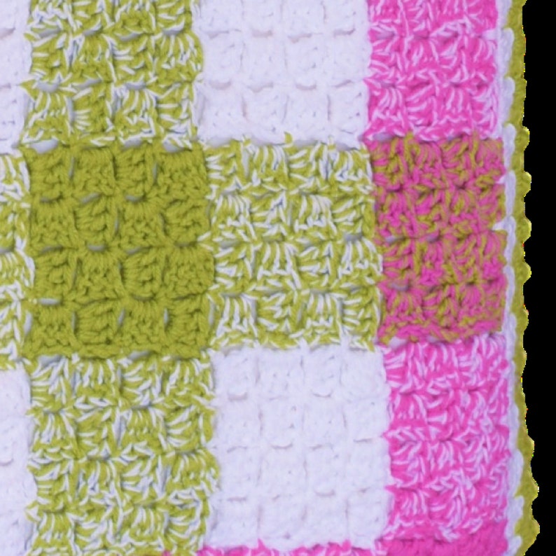 Gingham Crochet Corner to Corner Blanket With Easy Bobble Border Etsy