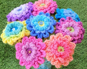 Crochet Chrysanthemum Flower Bouquet Pattern: DIY Floral Arrangement (PDF Pattern)