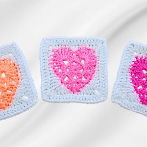 Patrón de corazón cuadrado de abuela, corazón de crochet sólido, corazón cuadrado de abuela, patrón de crochet, crochet para el día de San Valentín, idea de regalo de crochet