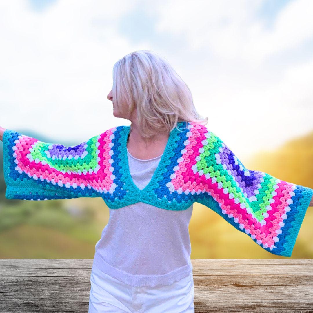 39 Cropped Sweater Crochet Patterns: Upgrade Your Wardrobe Handmade Style 23 Modern Two Granny Square Cropped Sweater
