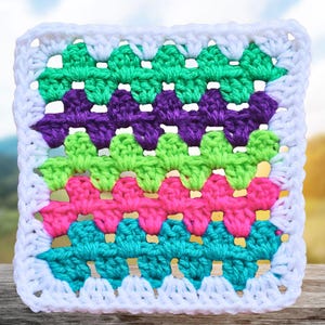 Striped Granny Square Crochet Pattern PDF, Modern Striped Granny Square, Beginner Afghan Block, Easy Crochet Motif, Instant Download