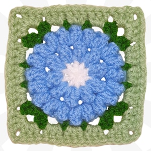 Forget Me Not Crochet Flower Square, BloomScape Block 5 Pattern, Granny Square DIY, Floral Crochet Design, Easy Afghan Block