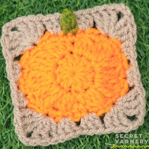 Easy Pumpkin Granny Square, Crochet Fall Block, DIY Afghan Pattern, Beginner Friendly, Seasonal Home Decor Craft