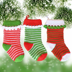 Patrón fácil de medias navideñas de crochet: Decoración navideña DIY para principiantes (Patrón PDF)