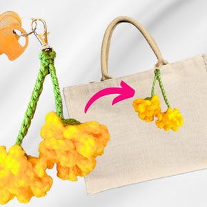 Marigold Keychain Crochet Pattern, Floral Keychain DIY Crochet, Easy Crochet Flower Pattern, Handmade Gift Idea, Beginner Friendly Pattern