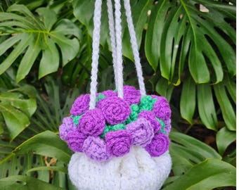 Crochet Flower Bouquet Drawstring Bag Pattern: Beginner-Friendly PDF