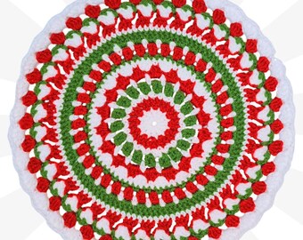 Christmas Mandala Crochet Placemat Pattern: Beginner Friendly (PDF Pattern)