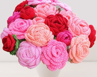 Patrón de ramo de rosas a crochet: Arreglo floral DIY (Patrón PDF)