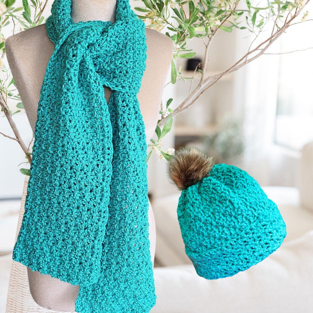 38 Matching Crochet Pattern Sets for Your Next Project 5 Granny Stitch Hat & Scarf Set