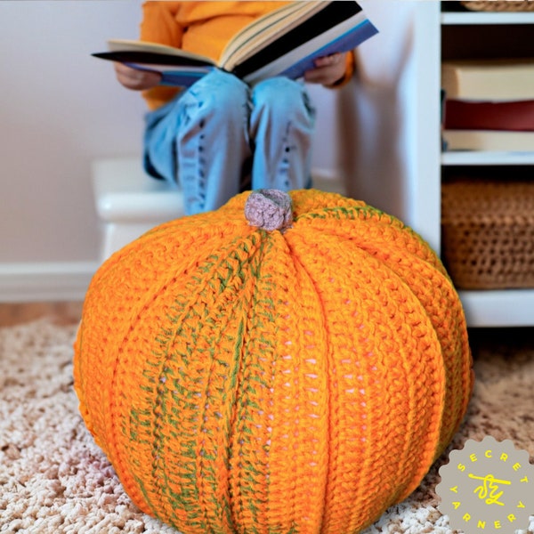 Giant Pumpkin Crochet Floor Pouf