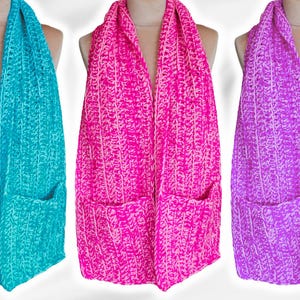 Patrón de bufanda de crochet con bolsillo cómodo: rápido y elegante para principiantes: proyecto de crochet rápido: accesorio acogedor para el invierno