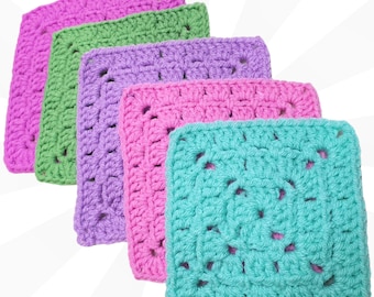 English Garden Granny Square Crochet Pattern: Floral Afghan Block (PDF Download