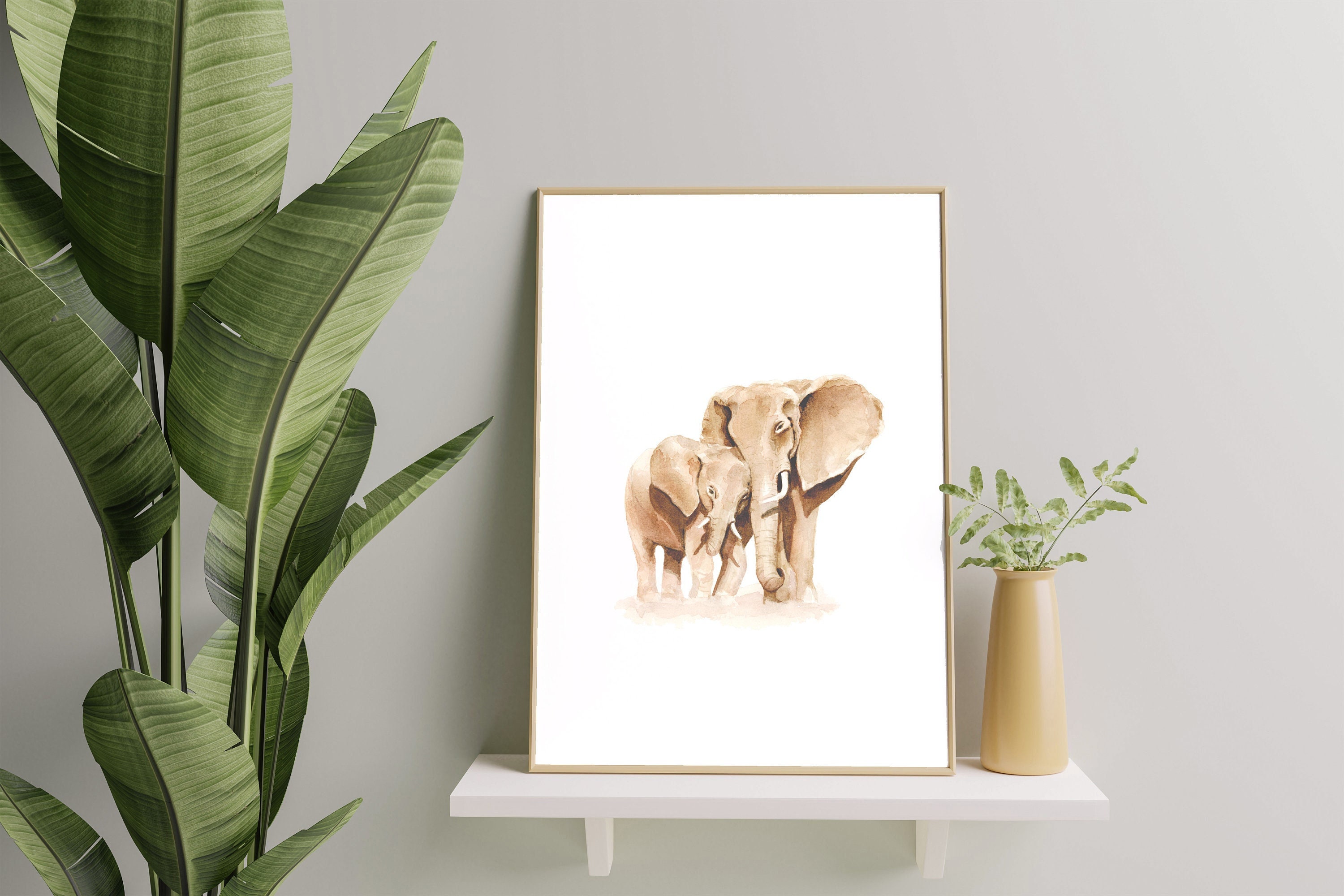 Câlins d'éléphants - A4 Tirage d'art de La Peinture à L'aquarelle Originale. Le Cadeau Parfait Pour 