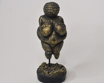 Venus de Willendorf, bronceada, figura de arenisca artesanal, réplica auténtica de arte prehistórico con calidad de museo, diseño único hecho a mano.