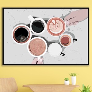 Bez ramki, wydruk artystyczny Coffee Line, rzadkie dzieło sztuki, Cheers Figure Line Art, sztuka ścienna Coffee Line, dekoracja ścienna baru, sztuka autorstwa GBFilizArtStudio