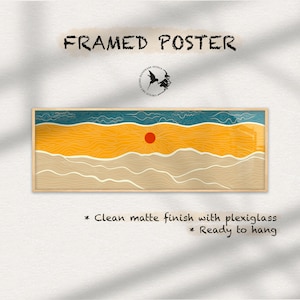 Minimalist Sea & Sun Framed Art: Long Horizontal Print