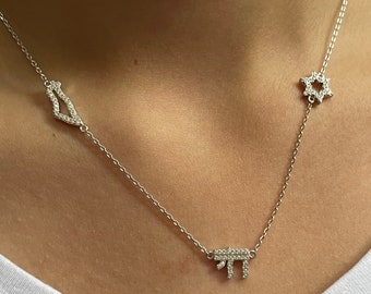 Kfir necklace Israel symbols CZ