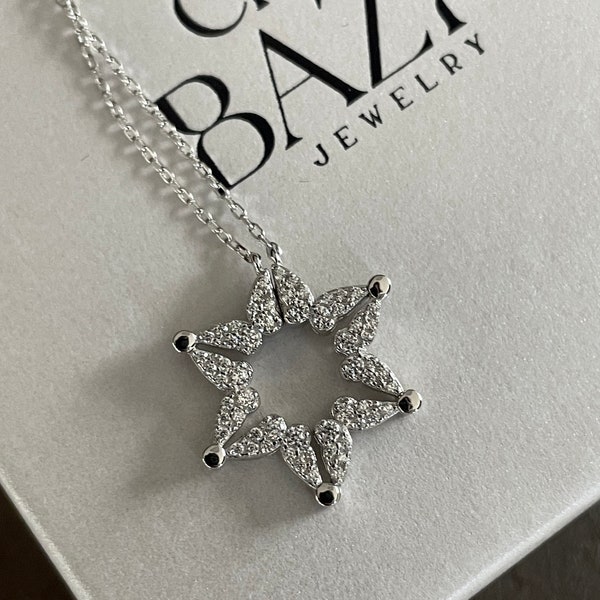 Butterfly star of david necklace