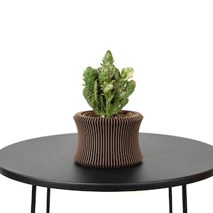 Cache Pot / Lotusblumentopf aus hellem Holz bedruckt - Pflanze und Kaktus - Originelle Geschenkidee