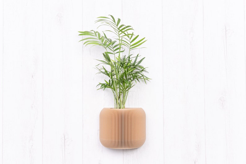 Wooden wall planter Japan Minimalist and modern wall mounted flower pot Plant and cactus Original gift idea image 1