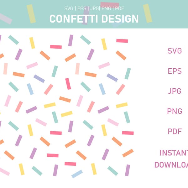 Confetti Digital | Confetti Border | Invitation Clipart | Party Clipart| Vector | Instant Download Vector File | Cut File for Cricut