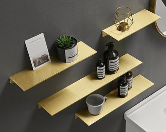 Metal Floating Shelves Modern Bathroom Shelf Wall Shelf Kitchen Shelf Wall Mounted Storage Organizer Home Room Décor for Accessories, Frame